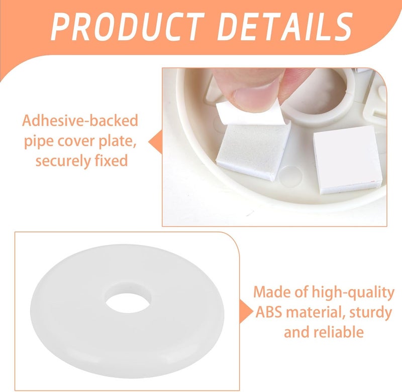 TNJPSEK 6 Pack Plumbing Wall Cover Plate, Self-Adhesive Wall Split Flange Round Escutcheon Plate Buckle, Escutcheon Plate for Faucet Toilet Ceiling Kitchen Water Supply Line (Fit for Dia Less 17mm) - Image 4